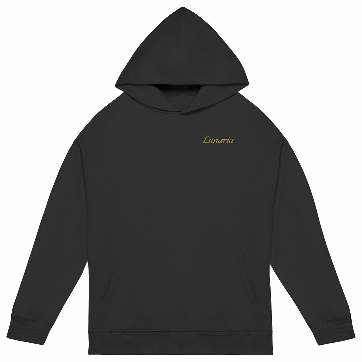 Sweat à capuche unisexe oversize lunaria - face_noir