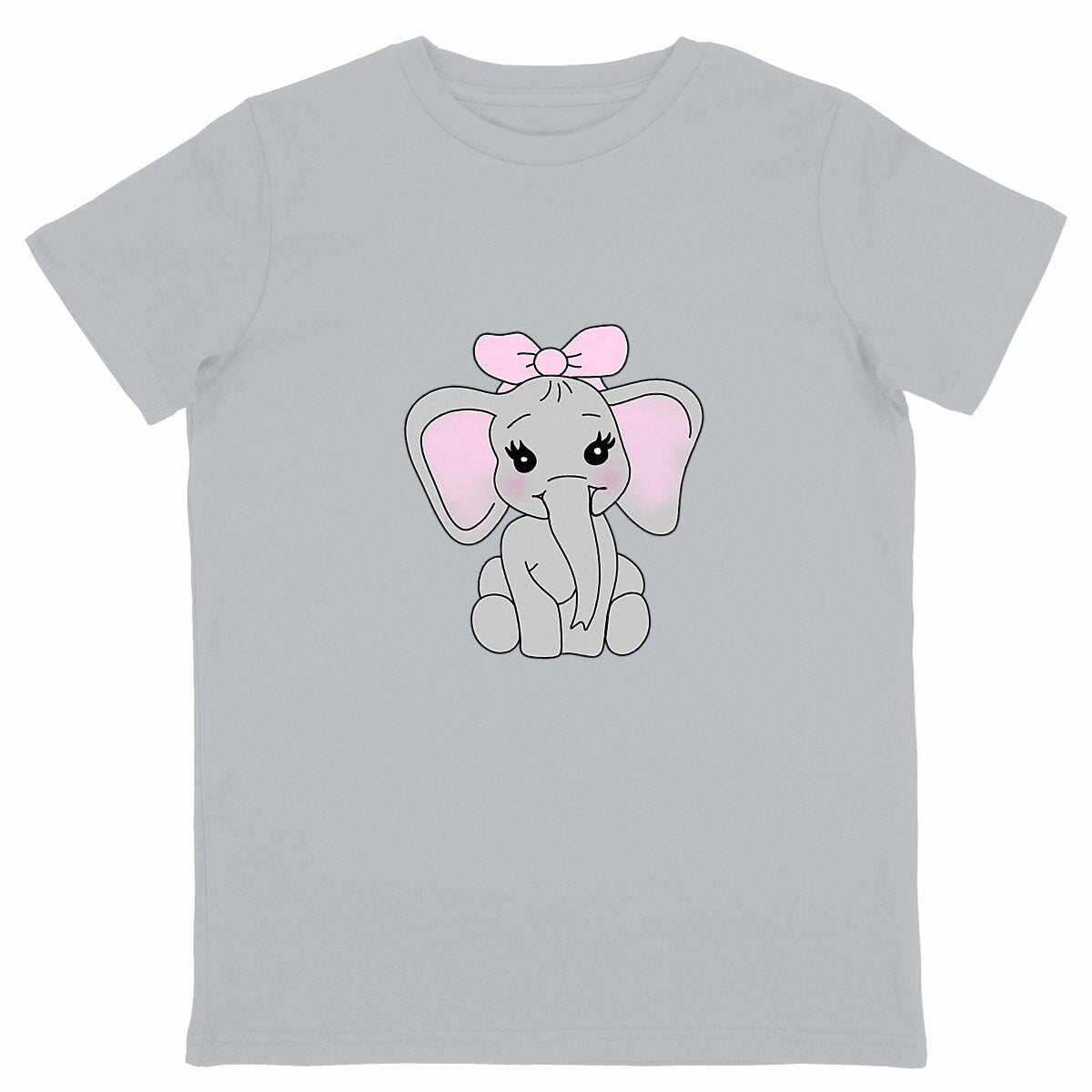 T-shirt enfants léger éléphant  - face_gris