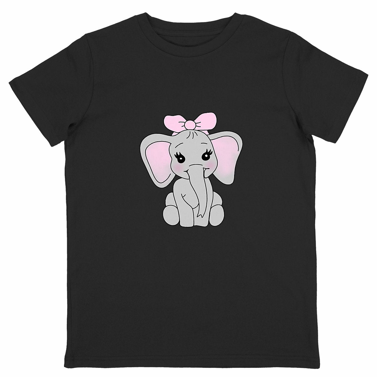 T-shirt enfants léger éléphant  - face_noir